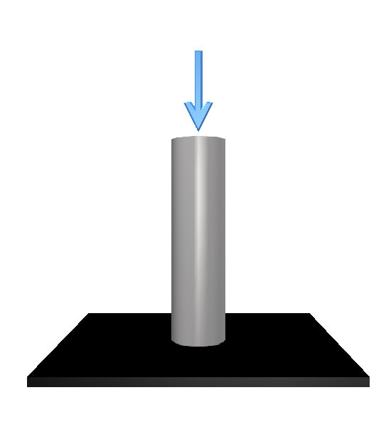 The figure shows a vertical tube with a rigid support at its base. The load on the top surface of the tube is P which equals 30 kilo newtons directed vertically downwards.
