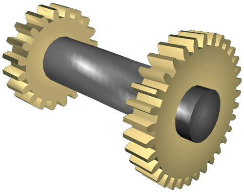 The figure shows 2 gears fixed on a shaft.