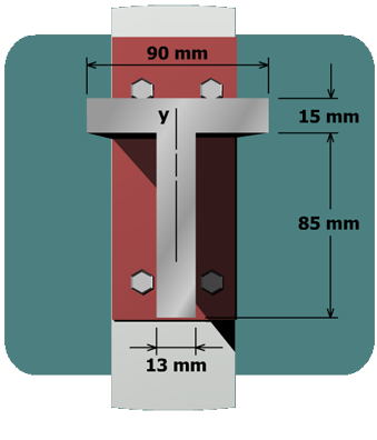 Shear stress distribution in a tee beam